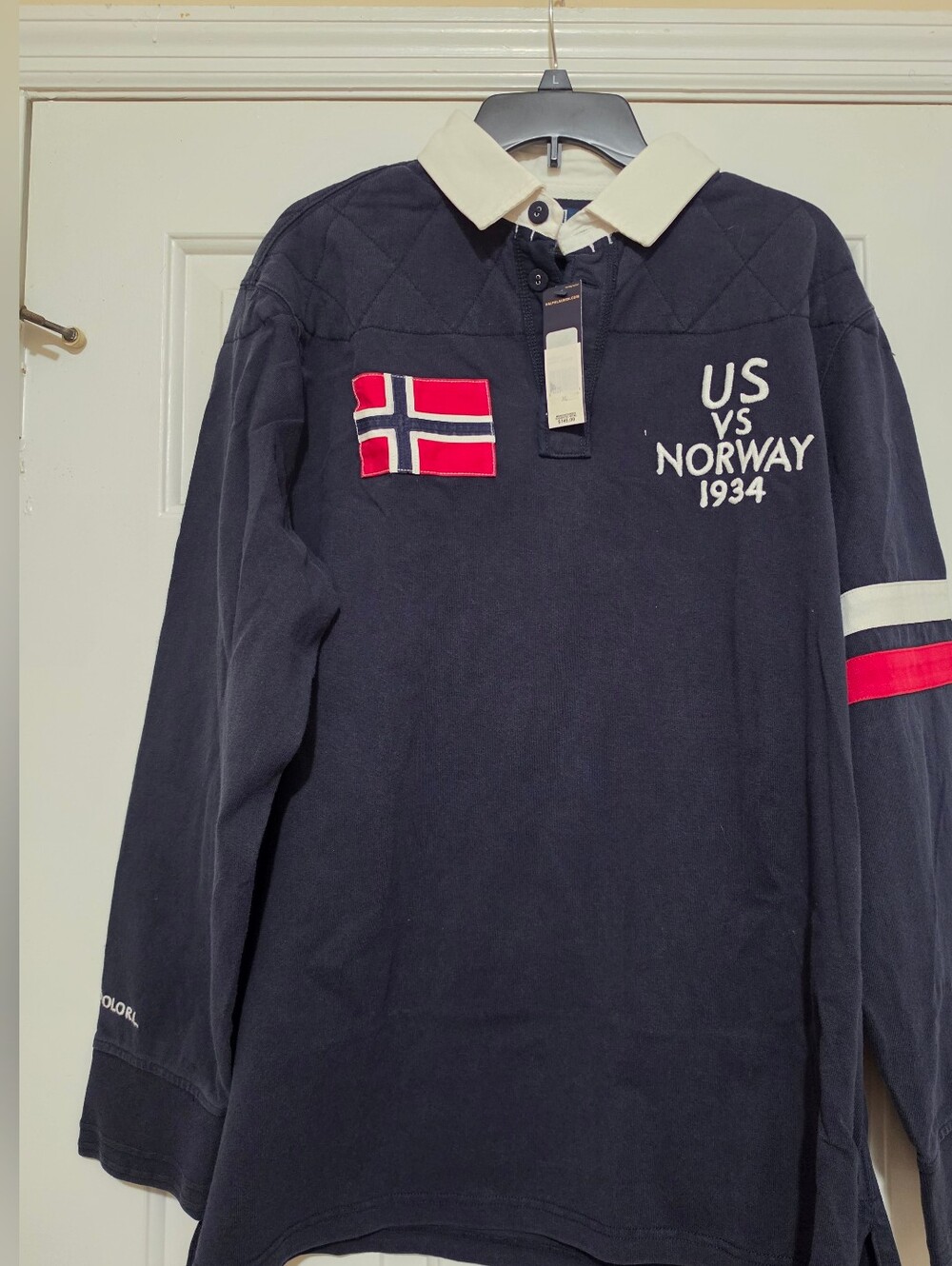 NWT Ralph Lauren Navy Rugby Shirt with Red & Cream Accents